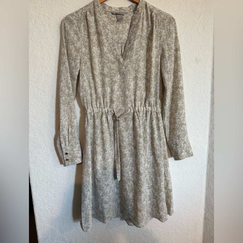 H&M Cream Long Sleeve Floral Dress